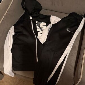 Nike Black and White Zip Hoodie with Matching Joggers